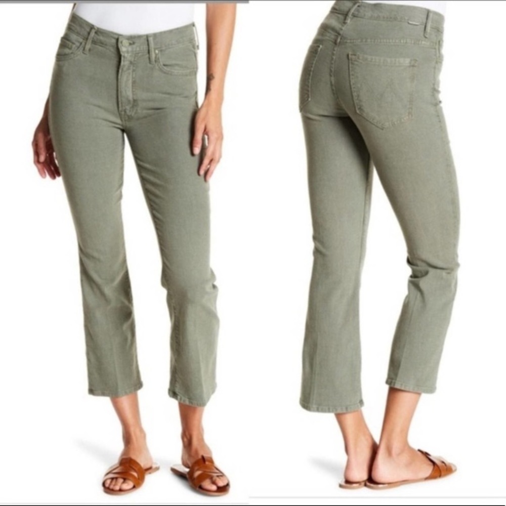 Mother Insider Crop Jeans So Far Gone Military Green Sz 27